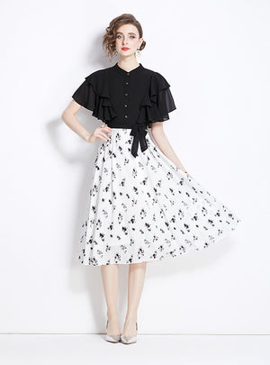 Women Summer Black Floral Dress