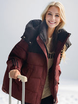 Spliced Short Cotton-padded Jacket Coat