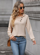 Solid Color Irregular Lapel Top