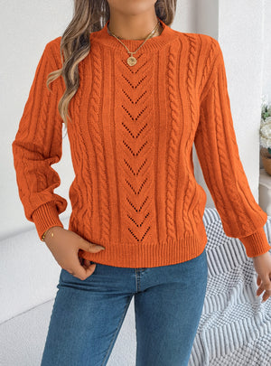 Leisure Solid Color Lantern Sleeve Sweater