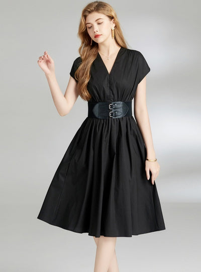 V-neck Short Sleeve Slim Dress