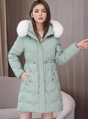 Medium and Long Slim Loose Cotton-padded Down Coat