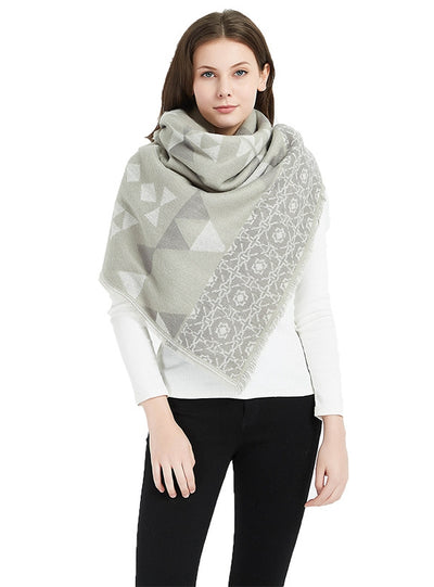 Cashmere-like Geometric Jacquard Square Scarf