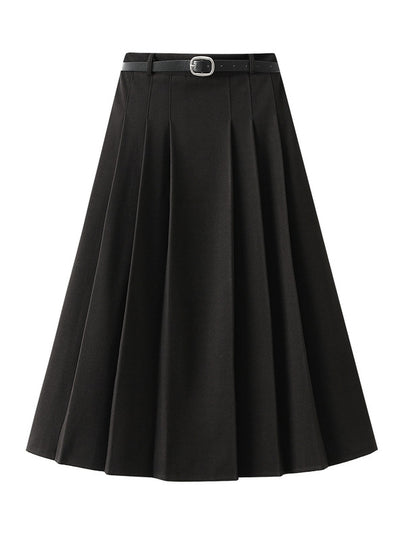 Mid-length High Waist Pleated Skirt