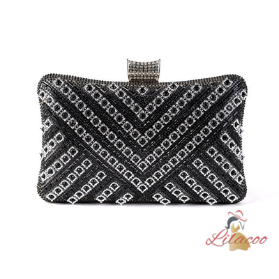 Diamond-encrusted Oblique Hanging Clutch Bag