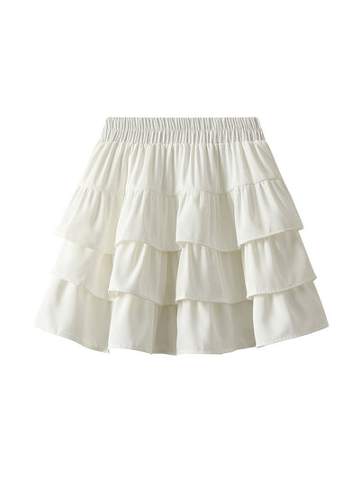 Elastic Waist Slim Puff Cake Skirt