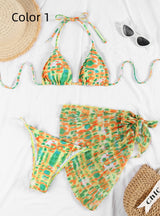 Sexy Multicolor Printed Beach Skirt Bikini