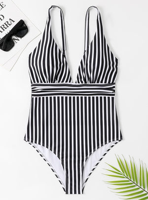 One-piece V-neck Backless Swimsuit