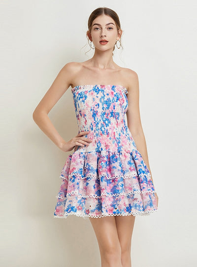 Seaside Holiday Tube Top Floral Halter Dress