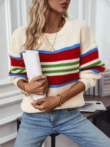 Rainbow Striped Turtleneck Sweater