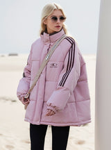 Loose Thick Striped Cotton-padded Coat