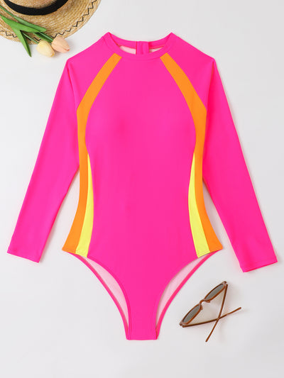 One-piece Triangle Long Sleeve Swimsuit