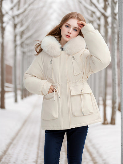 Women Hooded Slim Cotton-padded Down Jacket