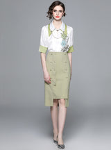 Heavy Industry Embroidered Shirt Skirt Suit