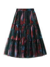 High Waist and Slim Gradient Tie-dyed Gauze Skirt