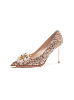 Sequined Crystal Metal Wedding Shoes