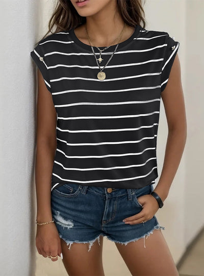 Women Sleeveless Striped T-shirt