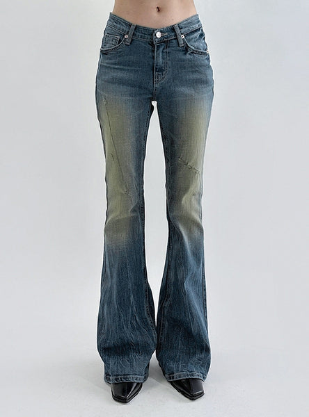 Elastic Slim Washed Blue Jeans