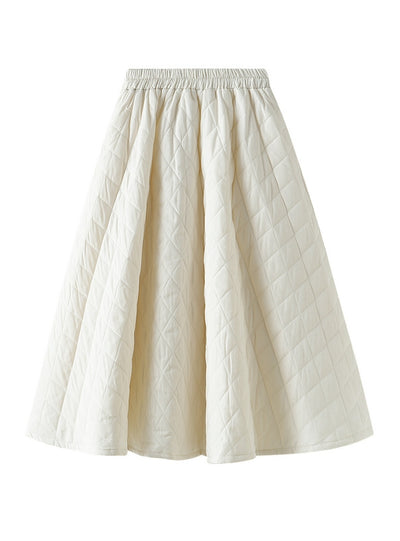 Elastic Waist Rhombic Woven Cotton Skirt