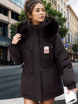 Parka Silm Waist Hooded Cotton-padded Jacket