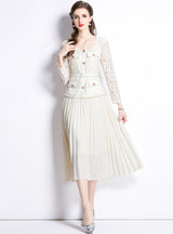 Retro Slim Lace Stitching Long Dress