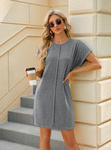 Round Neck Short Sleeve Loose Dress