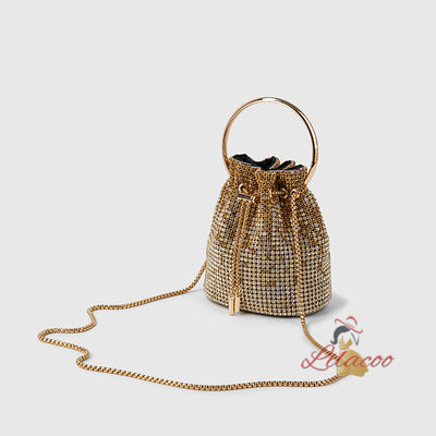 Diamond-encrusted Gradient Ring Bucket Dinner Bag