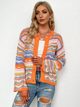 Women Loose Rainbow Striped Sweater