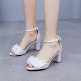 7 cm Fishmouth High Heel Flower Sandals