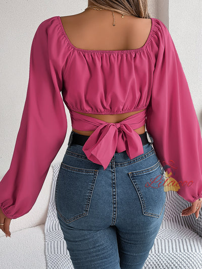 Casual Lantern Sleeve Chiffon Shirt