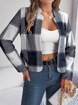 Casual Plaid Long-sleeved Woolen Coat