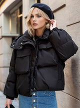 Short Pocket Cotton-padded Down Jacket