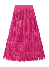 Pleated Tassel Stitching Skirt