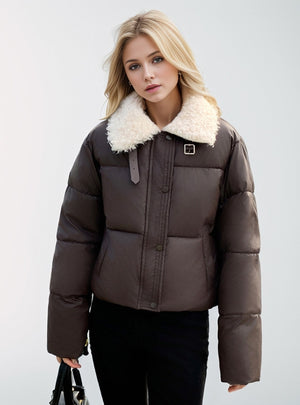 Lamb Fur Collar Loose Short Cotton-padded Jacket