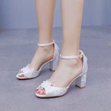 7 cm Shallow Lace Flower Sandals