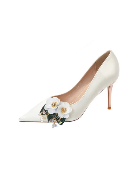 Satin Pointed Shallow-mouth Wedding Shoes