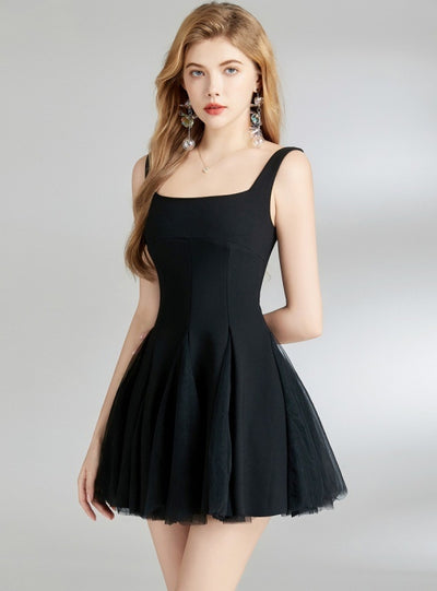 Mesh Fluffy Sling Short Dress