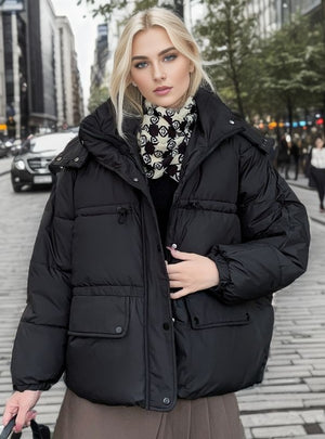 Loose Hooded Short Down Jacket Coat