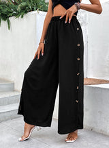 High Waist Wide-leg Split Buttons Pants