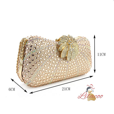 Chain Slung Rhinestone Handbag