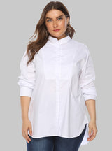 Simple Plus Size Long Sleeve Ladies' Shirt