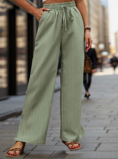 High Waist Elastic Wide-leg Pants