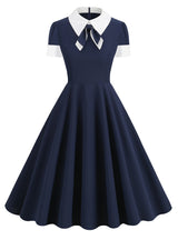 1950'S Bow Contrast Vintage Dress