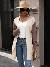 Colour Matching Pocket Sweater Coat