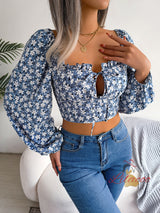 Sexy Wood Ear Floral Chiffon Shirt