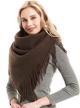 Bristle Solid Color Tassel Square Scarf