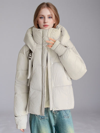 Short Loose Hooded Padded Down Coat