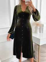 Medium Length Velvet Party Dress