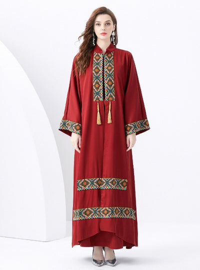 Holiday Palace Embroidered Horn Sleeves Long Dress Two-piece Set