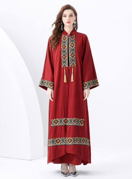 Holiday Palace Embroidered Horn Sleeves Long Dress Two-piece Set